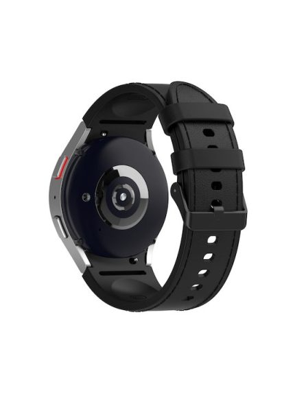 For Samsung Galaxy Watch5 44mm / 40mm Silicone Leather Black Buckle Watch Band, Size:L(Black)