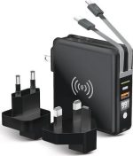 Forcell 5-in-1 Multifunctional Power Bank 10000mAh 20W με Θύρα USB-A και Θύρα USB-C Quick Charge 3.0 Μαύρο