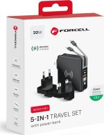 Forcell 5-in-1 Multifunctional Power Bank 10000mAh 20W με Θύρα USB-A και Θύρα USB-C Quick Charge 3.0 Μαύρο - Image 2