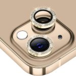 For iPhone 14 / 14 Plus ENKAY Glitter Rear Lens Aluminium Alloy Tempered Glass Film(Golden)