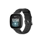 Για Fitbit Versa 4 / Sense 2 Genuine Leather Band Watch (Μαύρο)