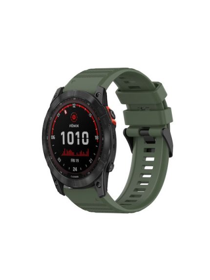 For Garmin Fenix 7X 26mm Horizontal Texture Silicone Watch Band with Removal Tool(Army Green)