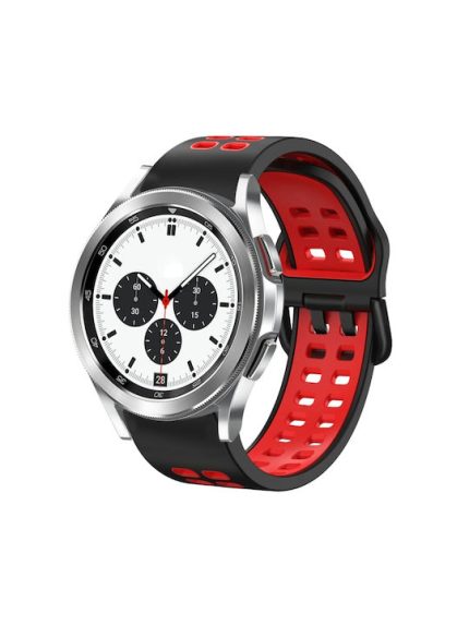 Για Samsung Galaxy Watch 4 Classic 42mm 20mm λουράκι ρολογιών σιλικόνης δύο χρωμάτων (ΚΟΚΚΙΝΟ+ΜΑΥΡΟ)