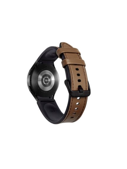 For Samsung Galaxy Watch5 Pro 45mm/5 44mm/5 40mm Silicone + Leather Black Buckle Watch Band(Brown)