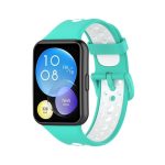 For Huawei Watch Fit 2 Two-Color Breathable Silicone Watch Band(Cyan White)