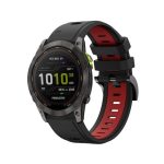 Για Garmin Fenix ​​7X 26mm, δίχρωμη αθλητική ζώνη ρολογιών σιλικόνης(Μαύρο+Κόκκινο) Fenix 7X Solar-Tactix Delta-Enduro-Fenix 6-Fenix 6X Pro-Fenix 6X Sapphire-Fenix 5X Sapphire-Fenix 5X Plus-Fenix 3-Fenix 3 HR-Fenix 3 Sapphire-Descent MK 2-Descent MK 2i- E
