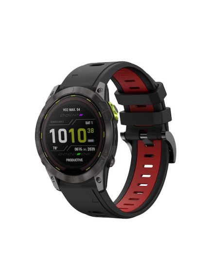 Για Garmin Fenix ​​7X 26mm, δίχρωμη αθλητική ζώνη ρολογιών σιλικόνης(Μαύρο+Κόκκινο) Fenix 7X Solar-Tactix Delta-Enduro-Fenix 6-Fenix 6X Pro-Fenix 6X Sapphire-Fenix 5X Sapphire-Fenix 5X Plus-Fenix 3-Fenix 3 HR-Fenix 3 Sapphire-Descent MK 2-Descent MK 2i- E