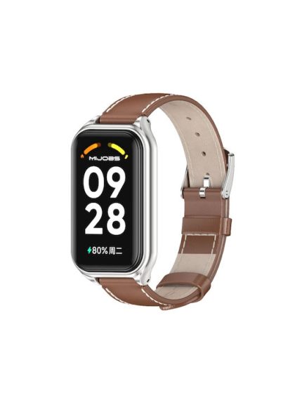 Mijobs Metal Shell Genuine Leather Λουράκι Δερμάτινο Καφέ (Redmi Band 2)