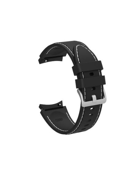 For Samsung Galaxy Watch4 / Watch4 Classic Silicone Stitching Watch Band(Black White)