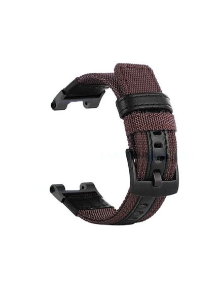 For Amazfit T-Rex / T-Rex Pro / Ares Leather Nylon Watch Band  (Brown)