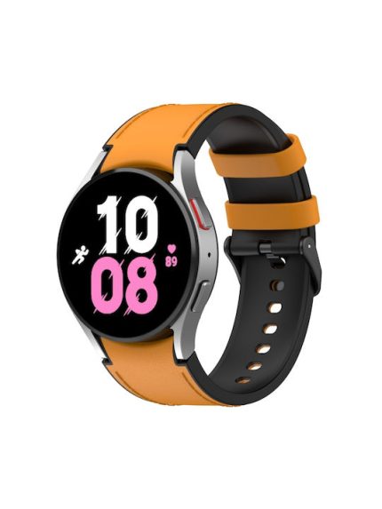 For Samsung Galaxy Watch5 44mm / 40mm Silicone Leather Black Buckle Watch Band, Size:S(Yellow)