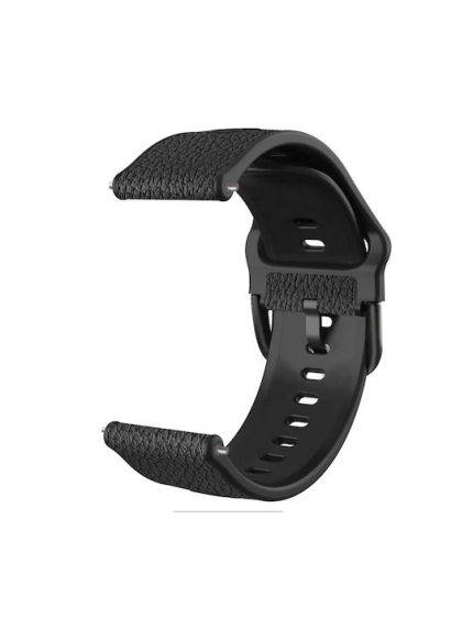 22mm For Huawei Watch GT Runner / Watch GT 3 46mm   For Huawei Watch GT 3 42mm / Watch GT 2 42mm TPU + Lychee Pattern Δερμάτινο λουράκι ρολογιού (Μαύρο)
