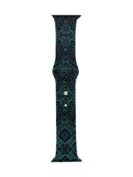 SILICONE ΛΟΥΡΑΚΙ ΓΙΑ APPLE WATCH ΠΡΑΣΙΝΟ ΜΕ ΣΧΕΔΙΟ GREEN PAT 42-44-45MM