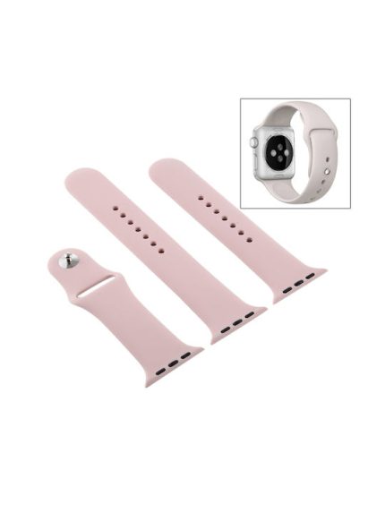 Για Apple Watch Series 8&7 41mm / SE 2&6&SE&5&4 40mm / 3&2&1 38mm Υψηλής απόδοσης Κανονικό & μακρύτερο ελαστικό αθλητικό λουράκι ρολογιών με κλείσιμο με καρφίτσα (Sand Pink)