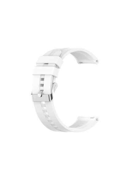 For TicWatch Pro 3 Silicone Watch Band with Silver Steel Buckle(White)