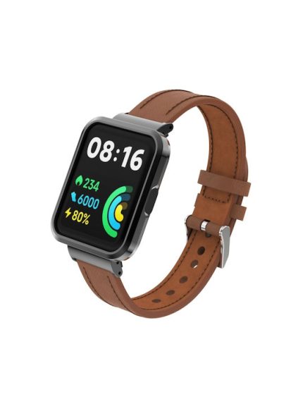 Για το Xiaomi Redmi Watch 2 Lite Γνήσια Δερμάτινη Μεταλλική Θήκη Ενσωματωμένη ζώνη ρολογιού (Καφέ)