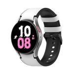 For Samsung Galaxy Watch5 44mm / 40mm Silicone Leather Black Buckle Watch Band, Size:L(White)