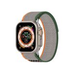 Διπλό έγχρωμο Nylon Hook and Loop Fastener Band Watch For Apple Watch Series 8&7 45mm / SE 2&6&SE&5&4 44mm / 3&2&1 42mm (Orange + Army green)