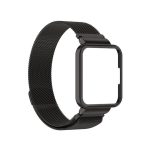 Για το Xiaomi Redmi Watch 2 Lite   2 in 1 Milano Metal Watch Band με πλαίσιο ρολογιού (Μαύρο)