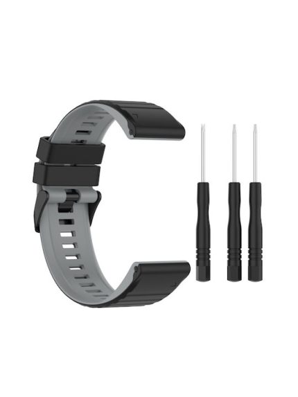 For Garmin Fenix 7 22mm Two-color Silicone Watch Band  (Black /  Grey)