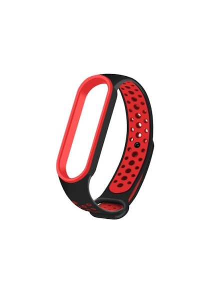Για Xiaomi Mi Band 6 (CA8856)  λουράκι ρολογιού σιλικόνης με τρύπες (ΚΟΚΚΙΝΟ+ΜΑΥΡΟ)
