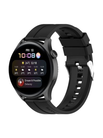 22mm Για Huawei Watch 3 / 3 Pro Silicone Watch Band (Μαύρο) Ισχύοντα μοντέλα: κατάλληλα για Huawei Watch 3, Watch 3 Pro, Watch GT2 pro, Watch GT2 pro ECG, Watch GT 2e, Watch GT (42mm, 46mm), Watch GT2 46mm, Honor Watch GS PRO, Honor Magic Watch2 46mm, Hon