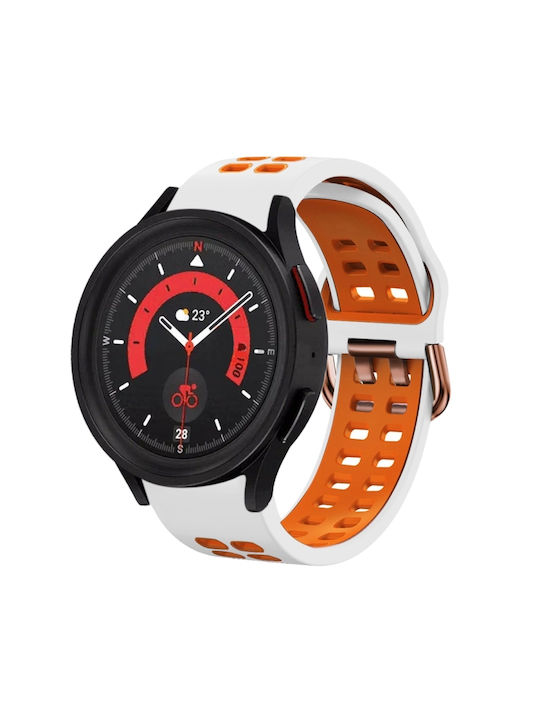 4e289810-13c4-4315-8cd5-5616232ff1df_0.jpg Για Samsung Galaxy Watch 5 40mm 20mm λουράκι ρολογιών σιλικόνης δύο χρωμάτων (ΠΟΡΤΟΚΑΛΙ+ΛΕΥΚΟ) - Image 1