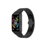 For Honor Band 7 One-bead Stainless Steel Metal Watch Band    ΜΑΥΡΟ