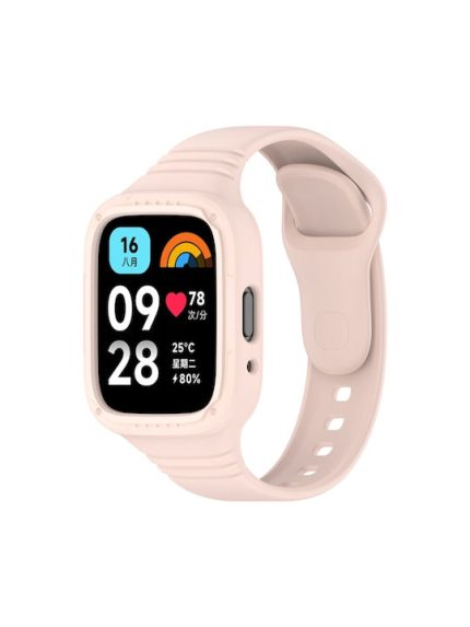 For Redmi Watch 3 Active Integrated Fully Enclosed Silicone Watch Band(Pink)