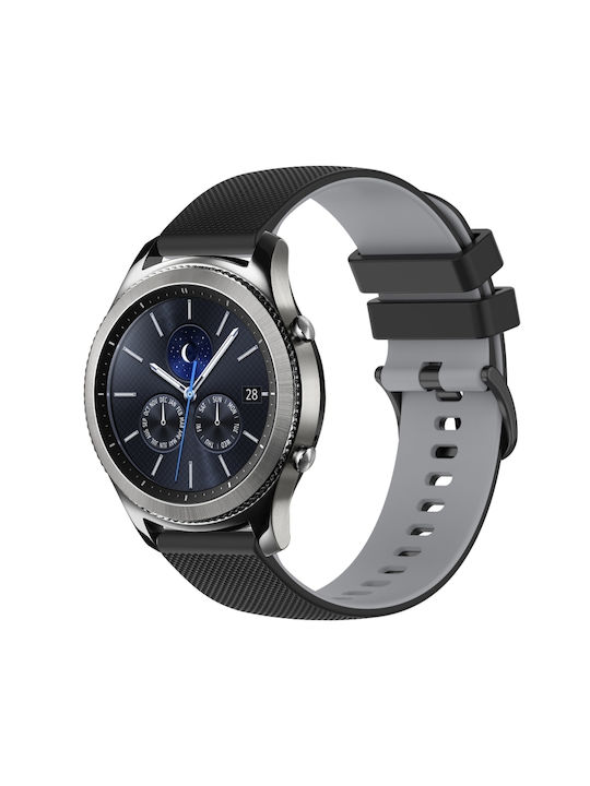 51f79276-de34-48bf-87e8-542e49d53e1b_0.jpg Για Samsung Galaxy Watch3 45mm Για Samsung Galaxy Watch 46mm Για Samsung Gear S3 Classic Για Samsung Gear S3 Frontier 22mm καρό ζώνη ρολογιών σιλικόνης δύο χρωμάτων (Μαύρο+Γκρι) - Image 1