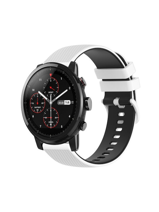 52297e07-b9ea-443e-ac26-8b42a88868f1_0.jpg Για Amazfit Stratos 22mm καρό λουράκι ρολογιού σιλικόνης δύο χρωμάτων (λευκό+μαύρο) - Image 1