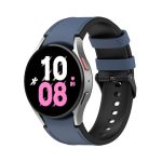 For Samsung Galaxy Watch5 44mm / 40mm Silicone Leather Black Buckle Watch Band, Size:L( Blue)