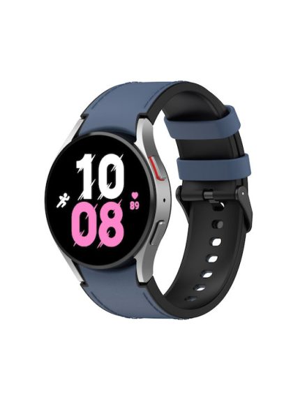 For Samsung Galaxy Watch5 44mm / 40mm Silicone Leather Black Buckle Watch Band, Size:L( Blue)