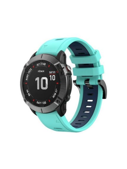 Λουράκι Two-Tone Silicone Garmin Fenix 7 / 6 / 6 Pro / 5 / 5 Plus / Forerunner 935 / 945 - Mint Green / Midnight Blue