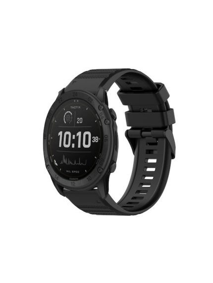 For Garmin Tactix Delta 26mm Horizontal Texture Silicone Watch Band with Removal Tool(Black)