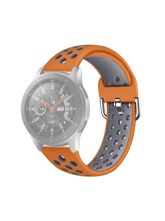 57389112-2a26-4644-9966-357030a1eb33_0.jpg Για Galaxy Watch 46 / S3 / Huawei Watch GT 1 / 2 Έξυπνο ρολόι 22 χιλιοστών Διπλό έγχρωμο λουράκι ρολογιού σιλικόνης, Μέγεθος: L (Πορτοκαλί Γκρι) - Image 1