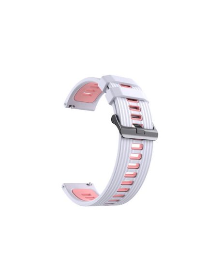 ΛΟΥΡΑΚΙ ΣΙΛΙΚΟΝΗΣ DUAL COLOR STRIPES FOR Xiaomi Mi Watch -Pink/white