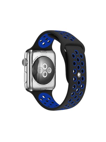 Για Apple Watch Series 7 45mm / 6 & SE & 5 & 4 44mm / 3 & 2 & 1 42mm μοντέρνα κλασική αθλητική ζώνη ρολογιών σιλικόνης (σκούρο μπλε)