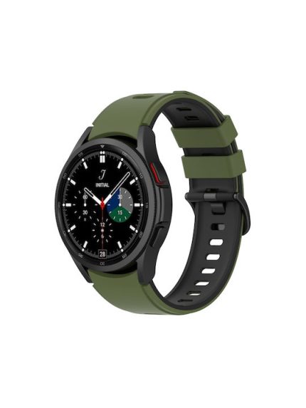 Για Samsung Galaxy Watch5 Pro 45mm/5 44mm/5 40mm Δίχρωμη ζώνη ρολογιού με λουράκι σιλικόνης (Army Green Black)