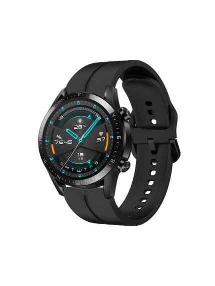 For Huawei GT2 46mm 22mm Loop Silicone Watch Band  (Black)