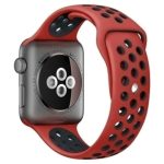 Για Apple Watch Series 7 45mm / 6 & SE & 5 & 4 44mm / 3 & 2 & 1 42mm μοντέρνα κλασική αθλητική ζώνη ρολογιών σιλικόνης (Κόκκινο Μαύρο)