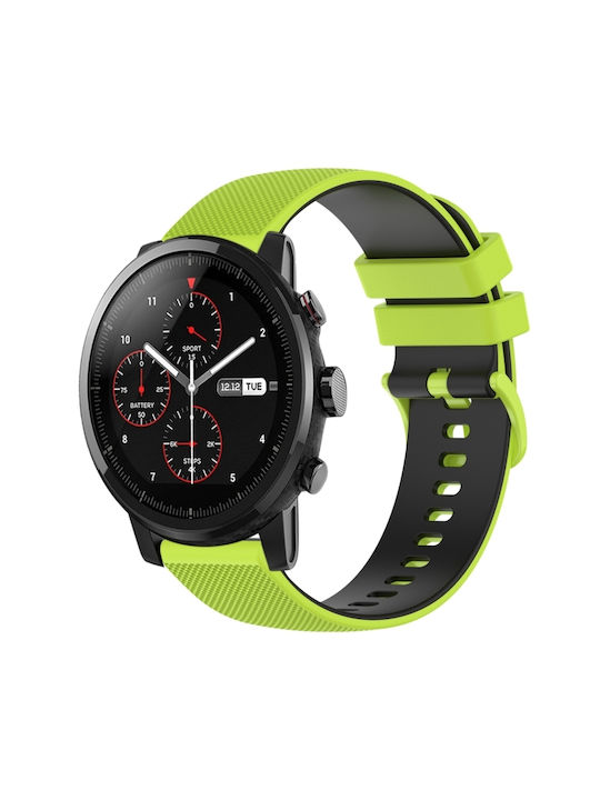 5b1d40ca-c95c-4e77-adbf-80e15e648698_0.jpg Για Amazfit Stratos 22mm καρό λουράκι ρολογιού σιλικόνης δύο χρωμάτων (ασβεστόπράσινο+μαύρο) - Image 1