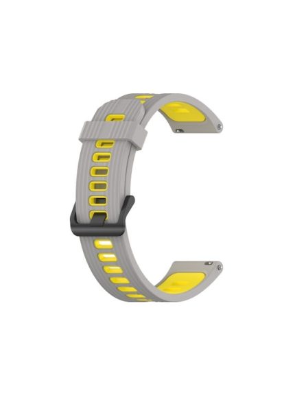 For Huawei Watch GT 3 42mm 20mm Two-color Stripe Silicone Watch Band (ΓΚΡΙ +ΚΙΤΡΙΝΟ )
