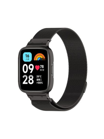 Για Redmi Watch 3 Active 2 in 1 Milan Metal Watch Band με πλαίσιο ρολογιού (Μαύρο)