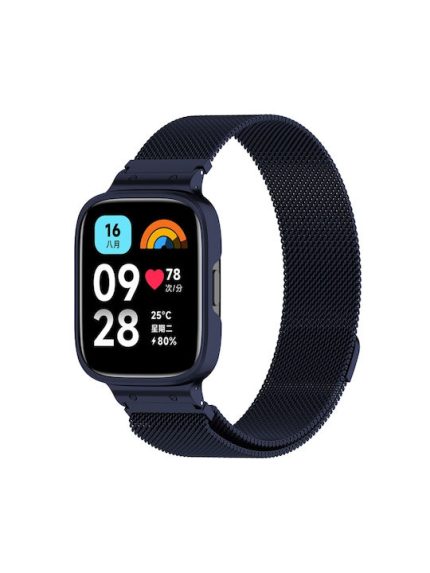 Για Redmi Watch 3 Active 2 in 1 Milan Metal Band Watch with Watch Frame (Midnight Blue)
