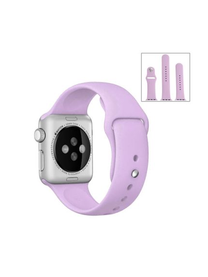 For Apple Watch Series 8&7 41mm / SE 2&6&SE&5&4 40mm / 3&2&1 38mm High-performance Ordinary & Longer Rubber Sport Watch Band with Pin-and-tuck Closure(Purple)