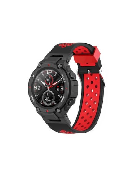 3-row Holes Λουράκι Σιλικόνης Μαύρο (Amazfit T-Rex)