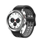 Για Samsung Galaxy Watch 4 Classic 42mm 20mm λουράκι ρολογιών σιλικόνης δύο χρωμάτων (ΓΚΡΙ+ΜΑΥΡΟ)