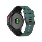 For Garmin Fenix 7 22mm Two-color Silicone Watch Band  ( Green /  Black)