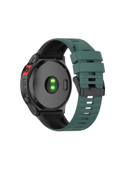 For Garmin Fenix 7 22mm Two-color Silicone Watch Band  ( Green /  Black)